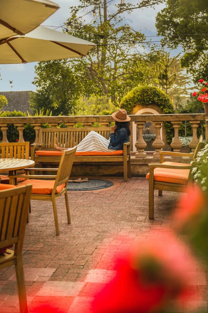 Relaxing at La Playa Hotel in Carmel, California.