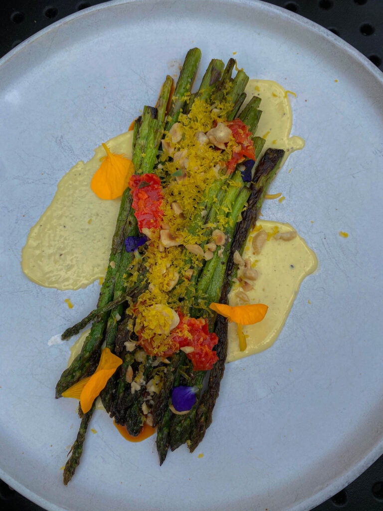 Beautiful plated asparagus from Stationaery in Carmel, California.