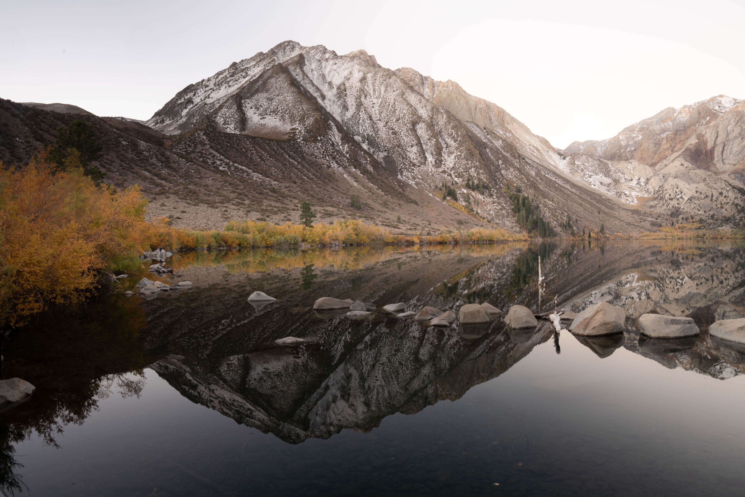 Convict Lake at sunrise in Mammoth Lakes, California. Photography by California Travel Escapes.