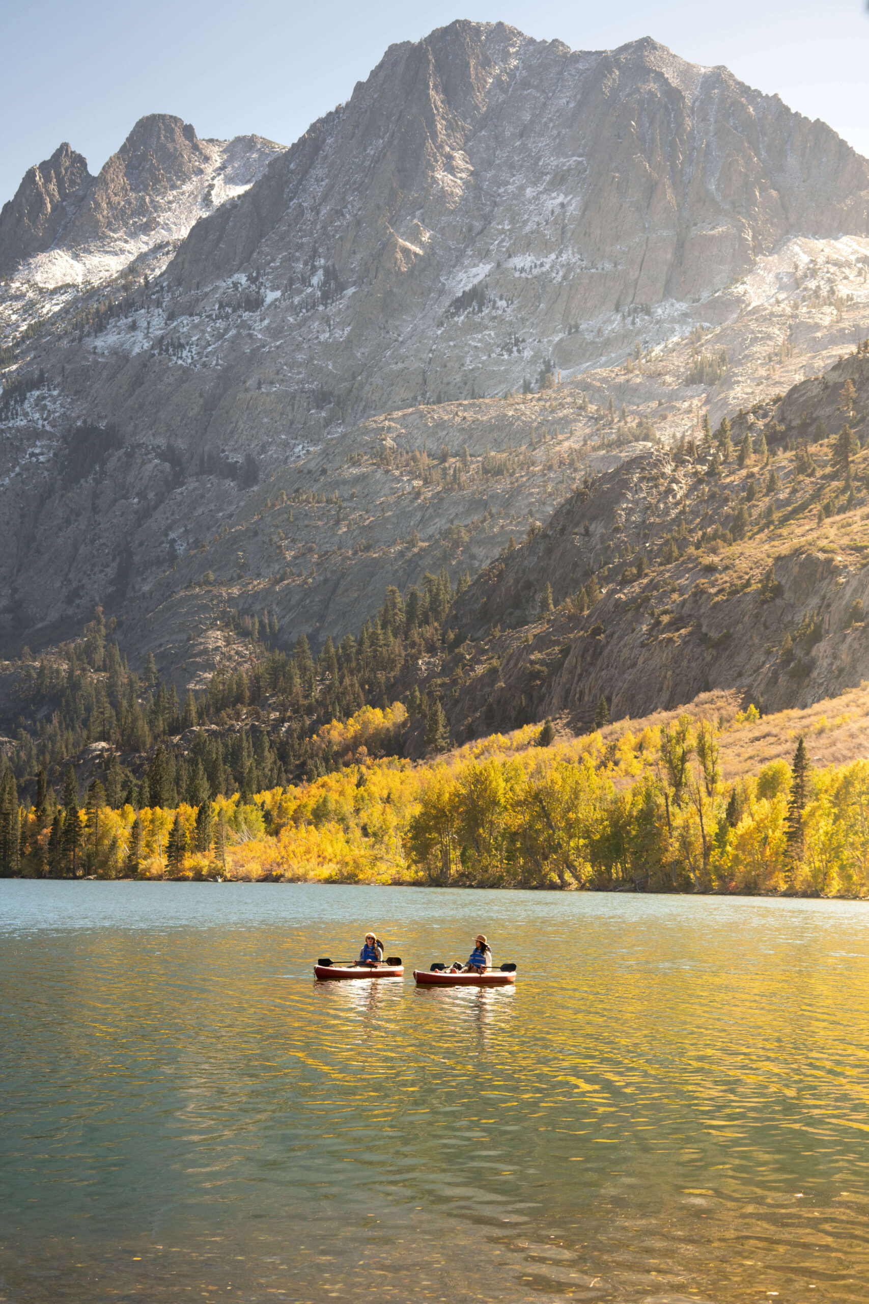 Kayaking on Silver Lake in Mammoth Lakes, California. Photography by California Travel Escapes.